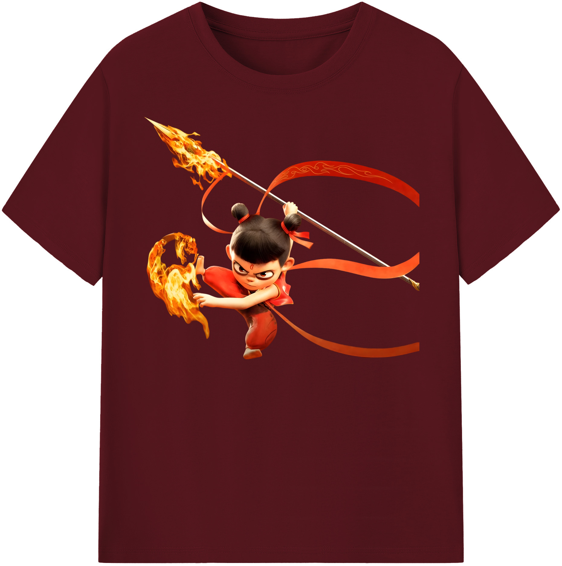 （画像用） Ne Zha 2 ナタ 魔童の大暴れ 綿100％半袖Tシャツ（フロントプリント）